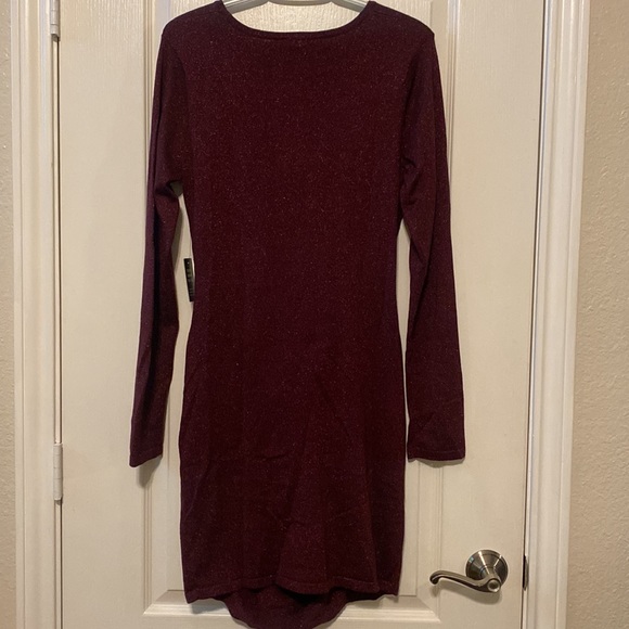 NWT- PLUM RUCHED GLITTER DRESS - Picture 9 of 13